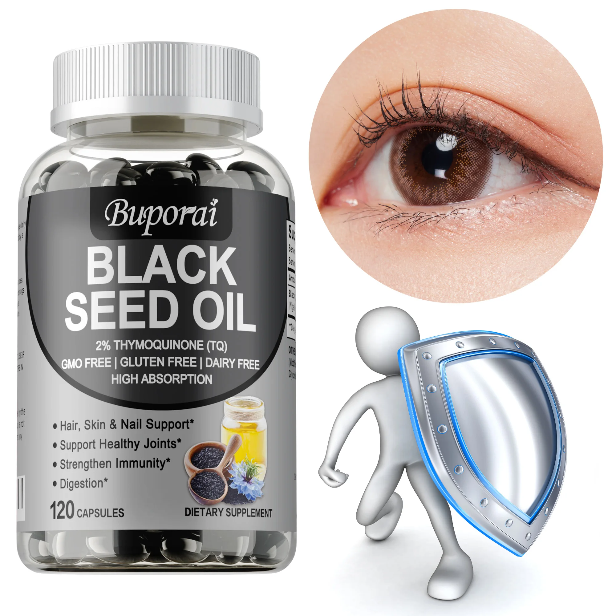 

Black Seed Oil - Antioxidant, Supports Joint, Skin & Hair Health, Promotes Respiratory Health, Non-GMO