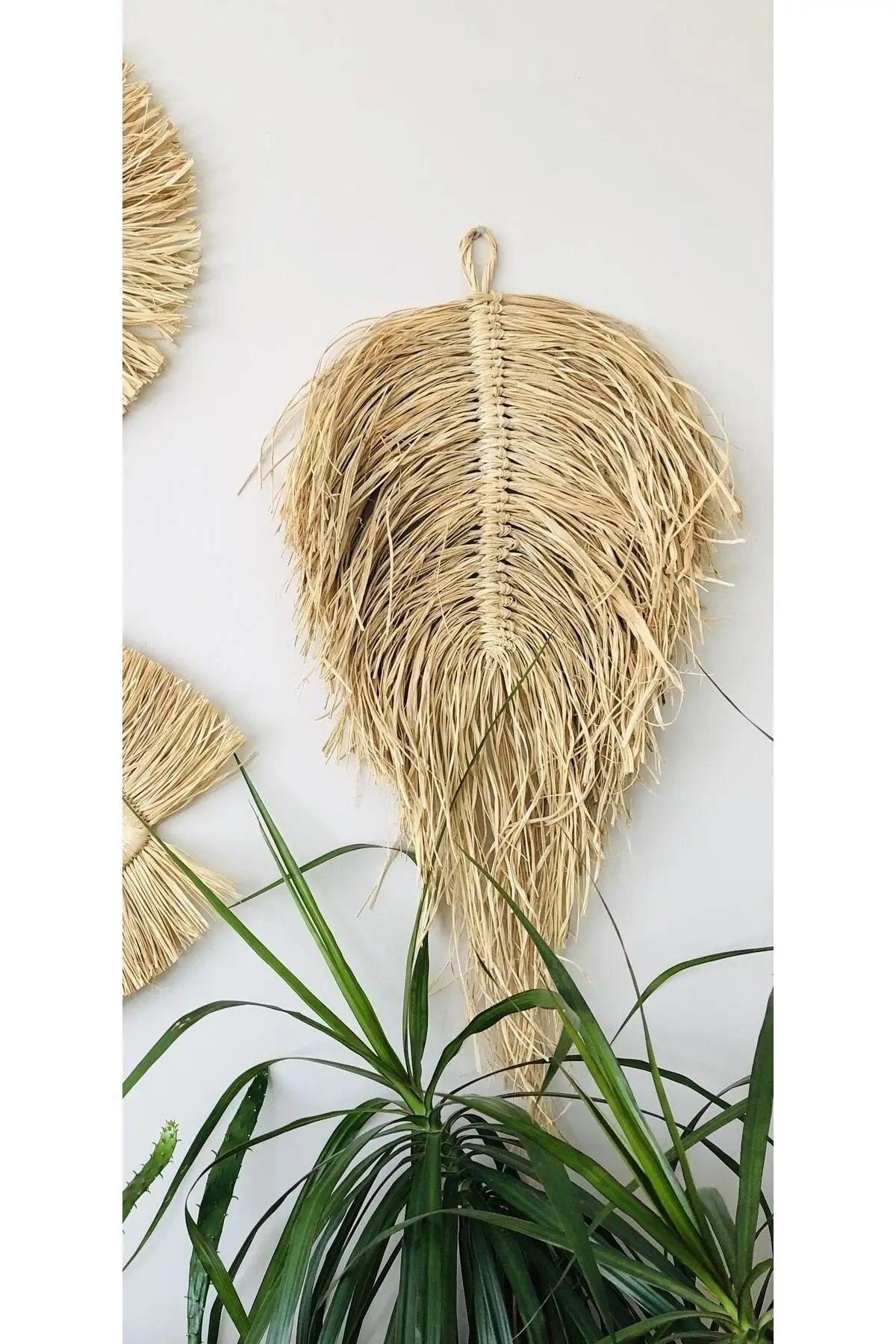 3 PCs Handmade Raffia Bohemian Leaf/Wall Decoration/Door Ornament Indoor And Outdoor Decor For Authentic And modern Design