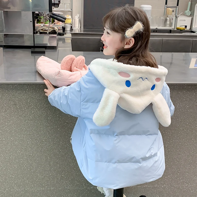 Winter Kawaii Cinnamoroll My Melody Neue Kinder Kleidung Mädchen Cartoon Mode Prinzessin Mit Kapuze Jacke Anime Verdicken Warme Nette Mantel