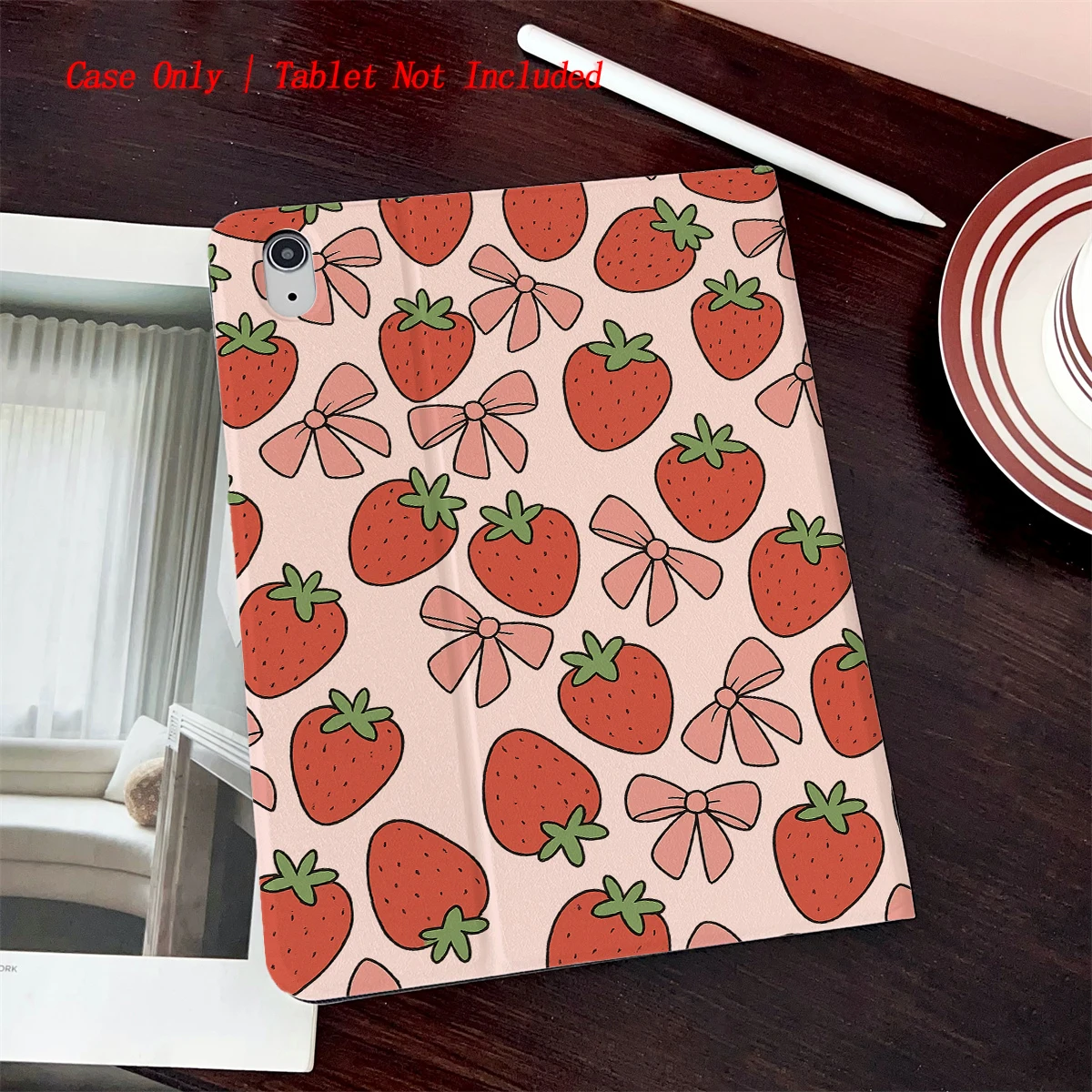 

For ipad Magnetic case ferlPad 11th A16 pro Air 13 11 M3 M2 M4 Funda Cover For Strawberry bowknot printed design style
