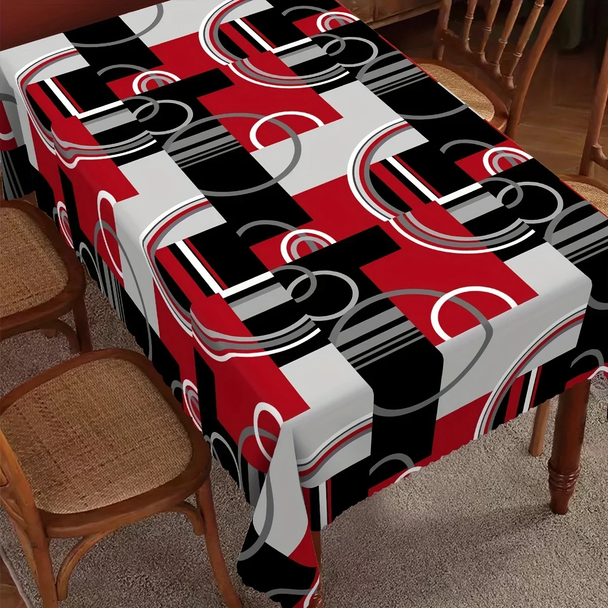 1 piece of abstract geometric pattern tablecloth | Modern minimalist multi-color tableclothxzj