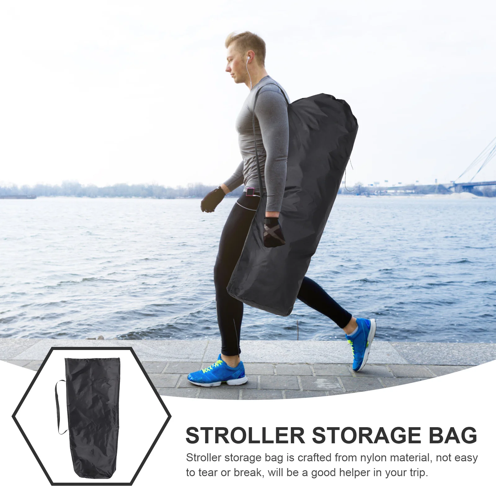 Reistas voor babywandelwagen, grote nylon beschermhoes voor vliegtuig, gate check, dubbele parapluwandelwagen draagtas