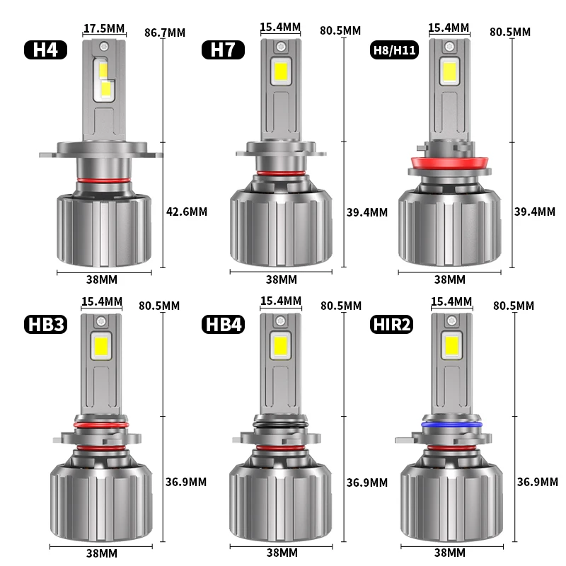 DAWNKNIGHT 고출력 터보 LED 램프, F9, 180W, H11, H4, Canbus, H7, H8, 9005, Hb3, Hb4, 6000K, 12V