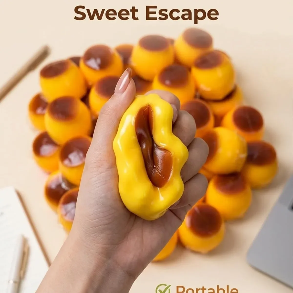 Karamellpudding Knuspriger Formbarer Stressball Fidget-Spielzeug Knisternder Quetschball Runde Blöcke Gefüllt ASMR Anti-Stress-Spielzeug für Erwachsene – Detail 3