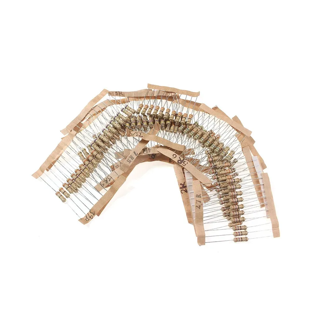200-480PCS 1W Carbon Film Resistor Set 1K-820K 1K-2M 10R-1M 0.1R-750R Ohm 5% Color Ring Resistance DIY Electronic Components Kit