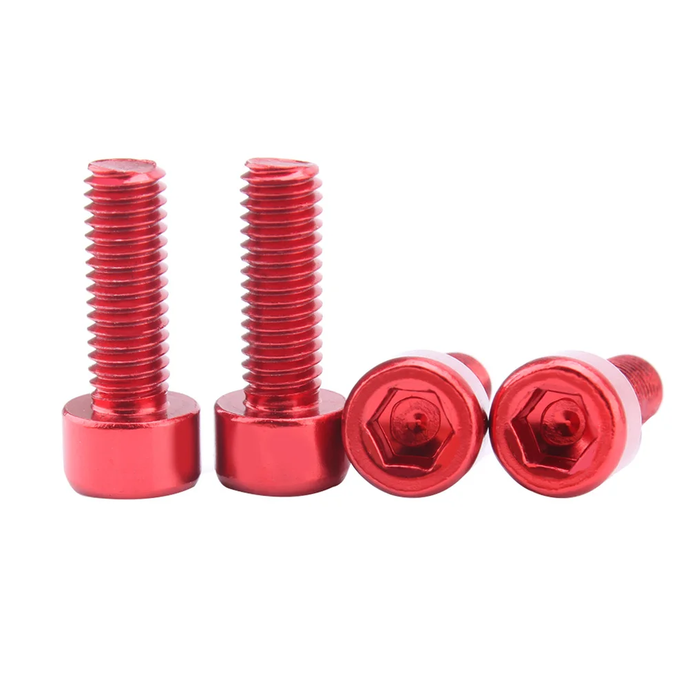 

4pcs M5X15Mm Aluminum Alloy Bike Screws For Water Bottle Cage Handle Riser Mountain Bicycle Motorcycle Automotive Red