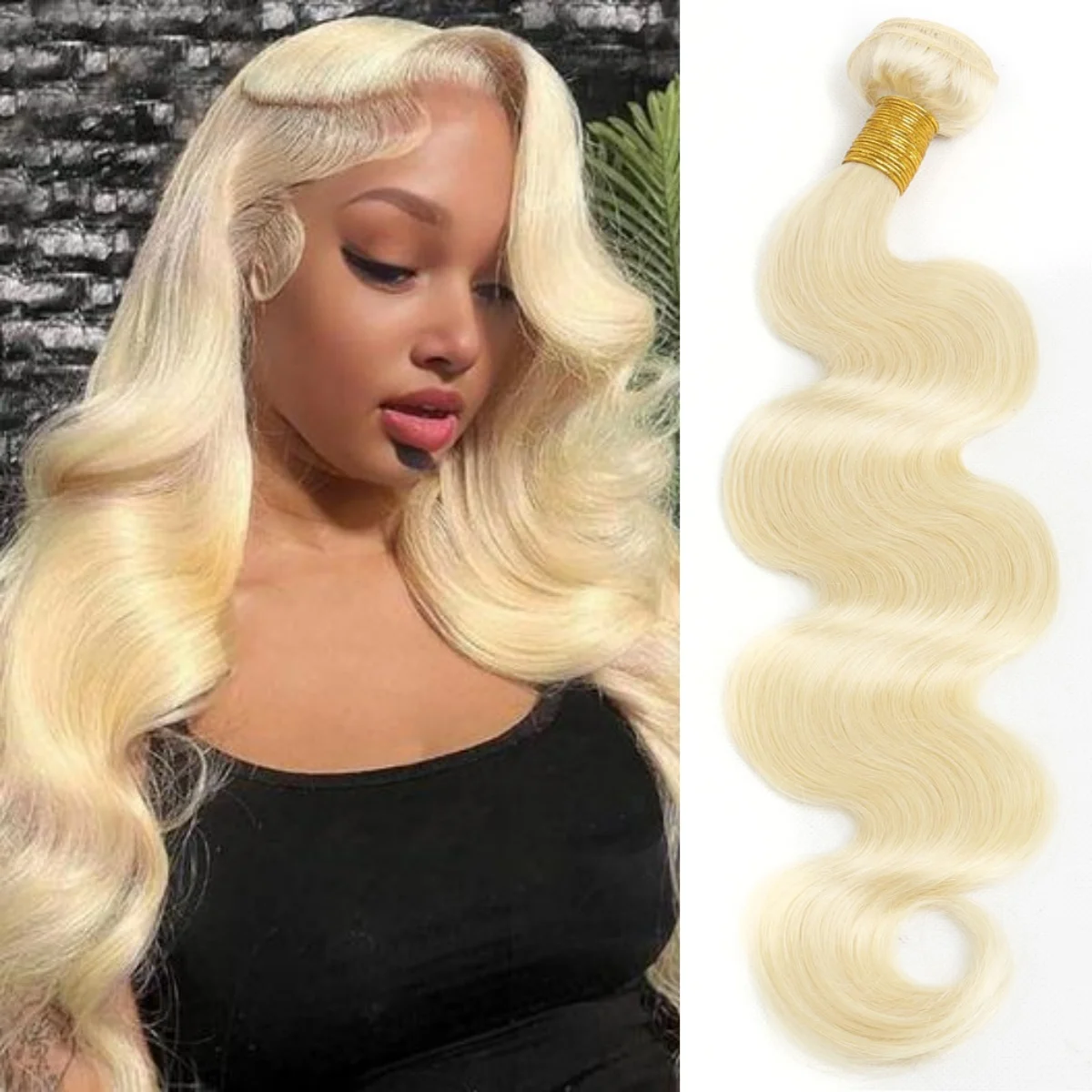 

613 Blonde Curly Weave Human Hair Bundles Body Wave 150% Density Brazilian Remy Raw Hair One Bundle Hair Extension 10-30