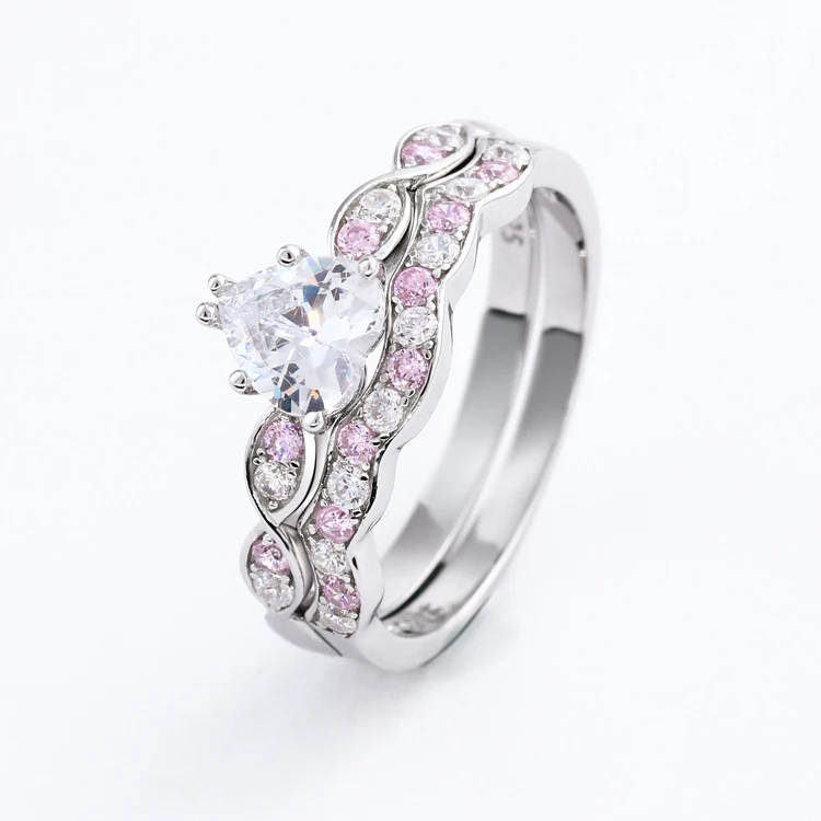 

Wholesale Fashion Custom Silver Jewelry Eternity Wedding Engagement Couple Finger Ring Design Star Pattern Setting Inlay Women