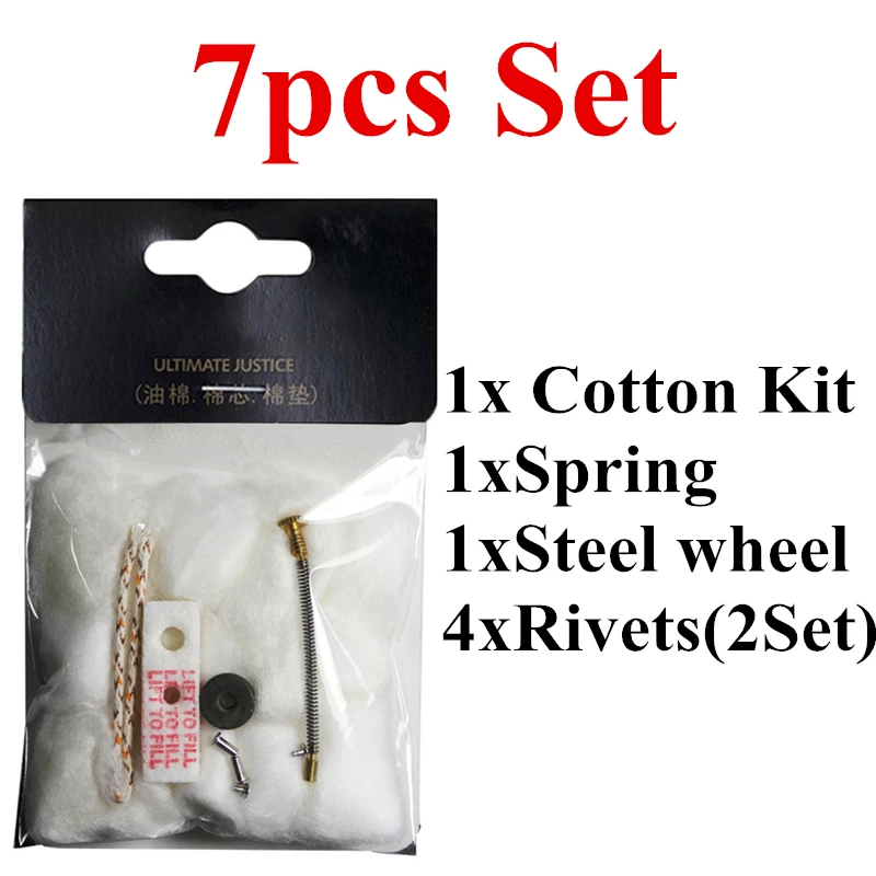 7pcs/Set Kerosene Lighter Cotton Wicks Felt Spring Rivets Steel Wheel For Zippo Gasoline Petrol Lighter Repair Upgrade Accessory