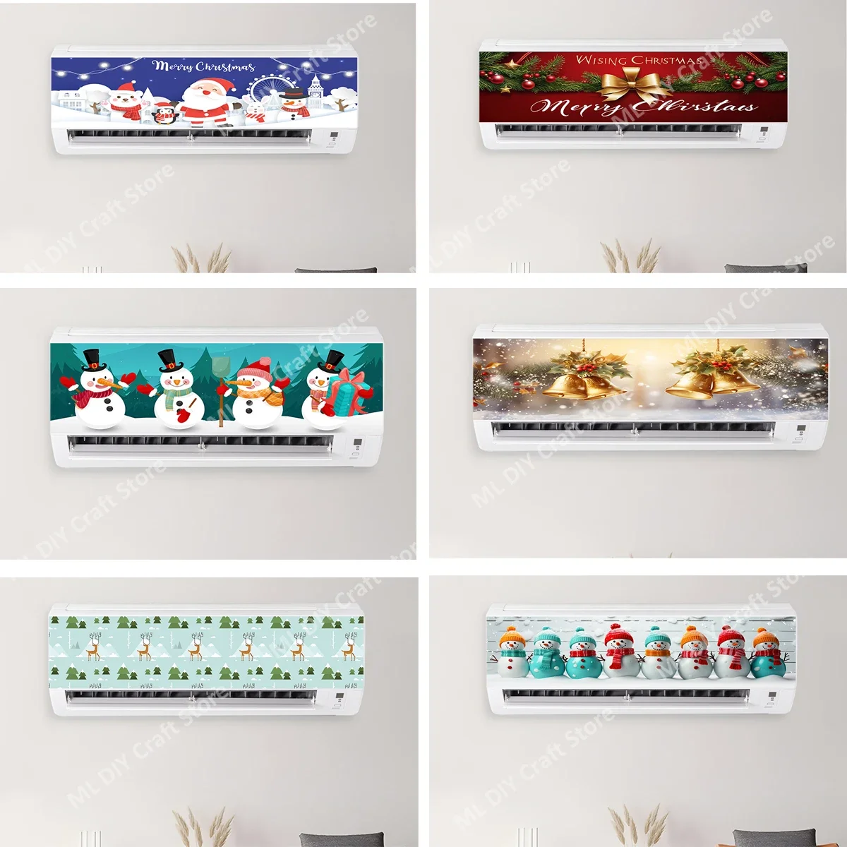 

Cute Christmas Day Snowman Air Conditioner Sticker PVC Waterproof Home Poster Hanging Air Conditioner Decoration Sticker