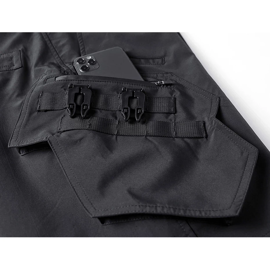 Black Shorts Men Techwear Pocket Cargo Short Pants Summer Streetwear Harajuku Shorts Male Tactical Function Shorts