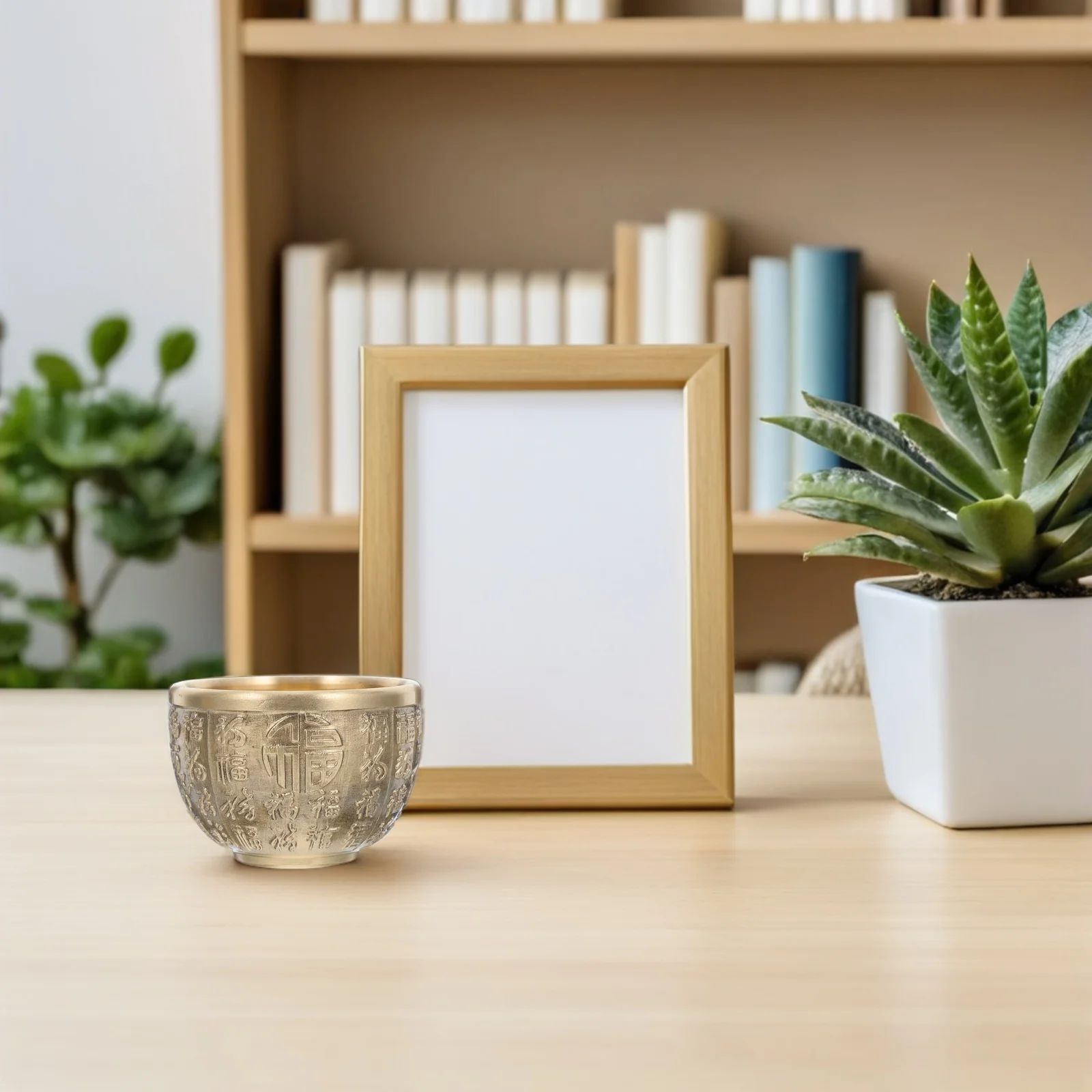 

2Pcs Brass Treasure Bowls Moderate Size Fortune Basins Wealth Decor Home Desktop Office Decoration Good Luck Gift