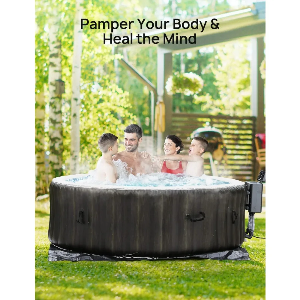 Inflatable Hot Tub,with Built-in LED,Electric Heater Pump,Hot Tub Spa With 140 Air Jets,4-6 Adults,Portable Inflatable Hots Tubs