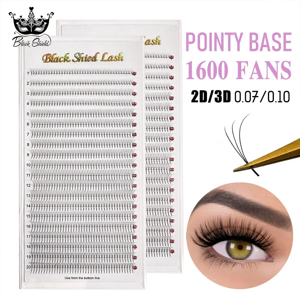 1600fans 40Lines Premade Volume Fans 2D/3D 0.07 0.10 Pointy Base Sharp Narrow Middle Stem Faux Mink Extension Eyelashes supplier