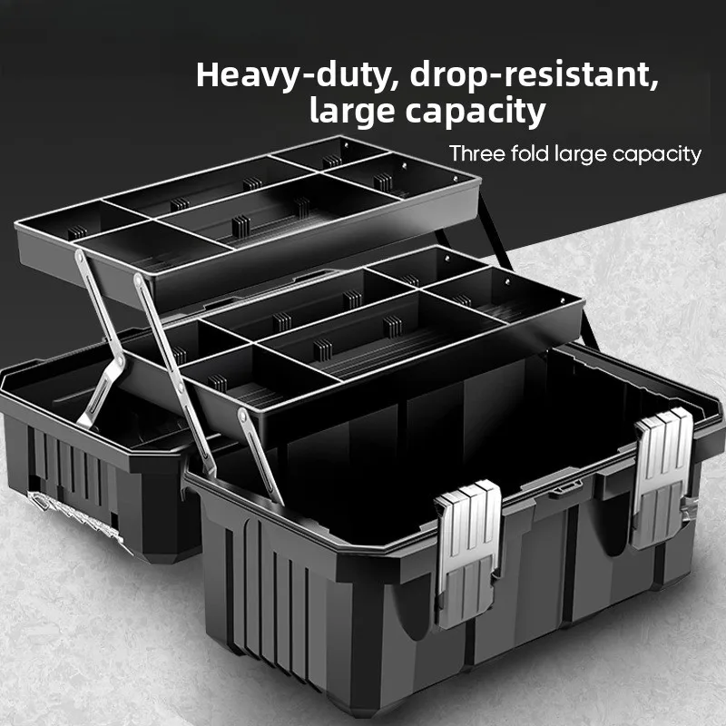 Toolbox Storage Box Large Industrial Grade Multifunction Portable Three Layer Folding Car Organizer Tool Box Tool Storage Box