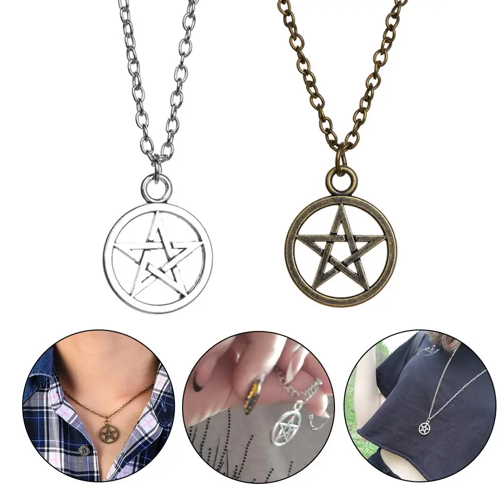 Men Vintage Religious Lucifer Necklace Satan Sign Pentagram Pendant Retro