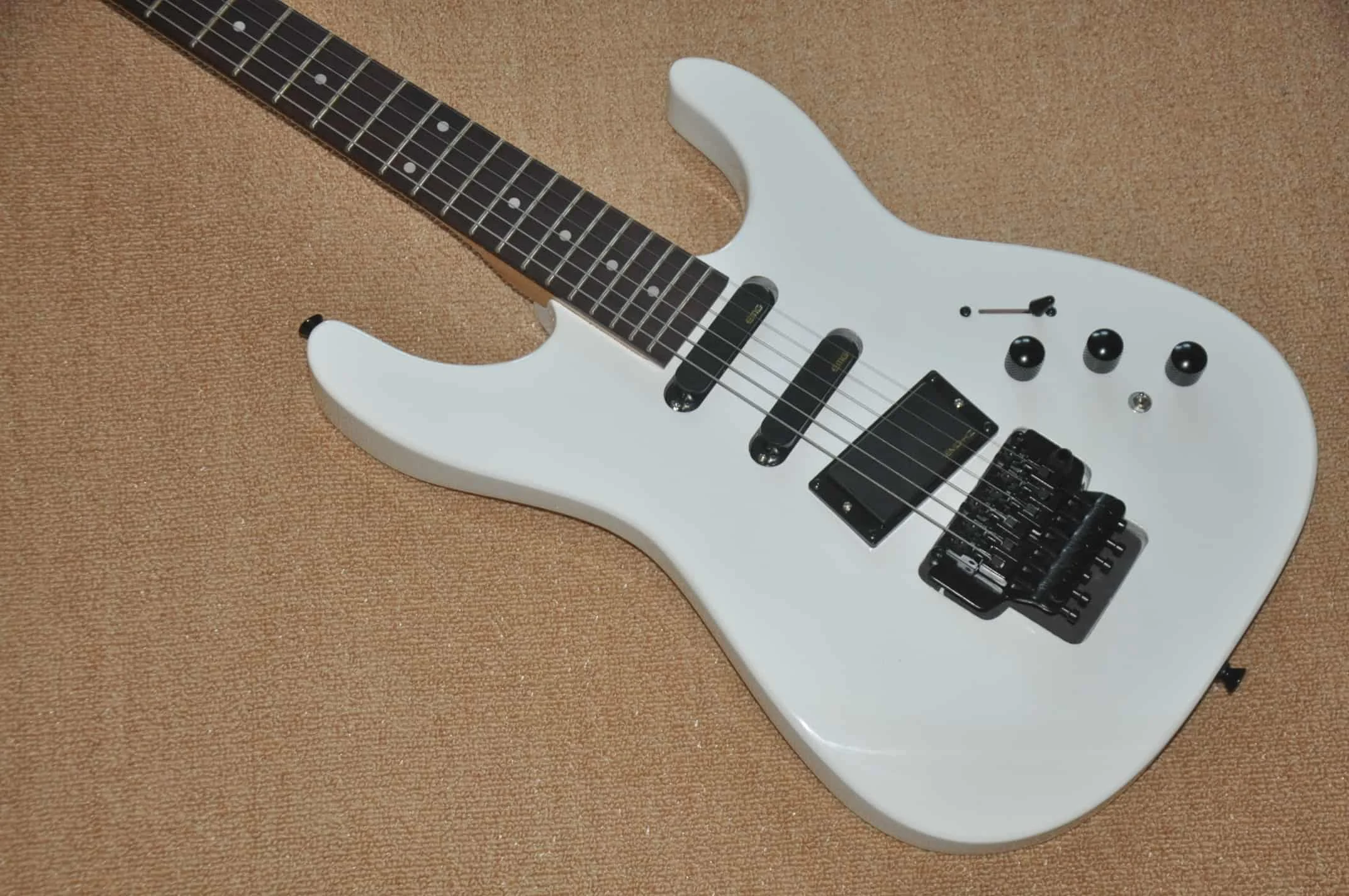 Chinese guitar factory custom new white electric guitars Black hardware Floyd rose bridge Rosewood fingerboard in stock 11.1