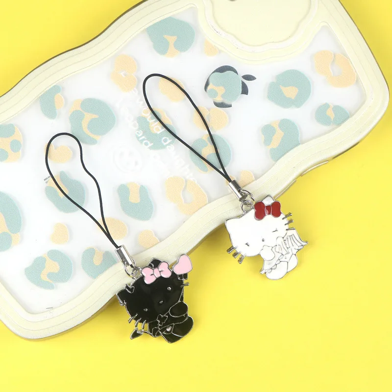 Sanrio dos desenhos animados anime olá kitty metal chaveiro bonito pingente do telefone móvel criativo zíper unidade usb decoração casal accessorie