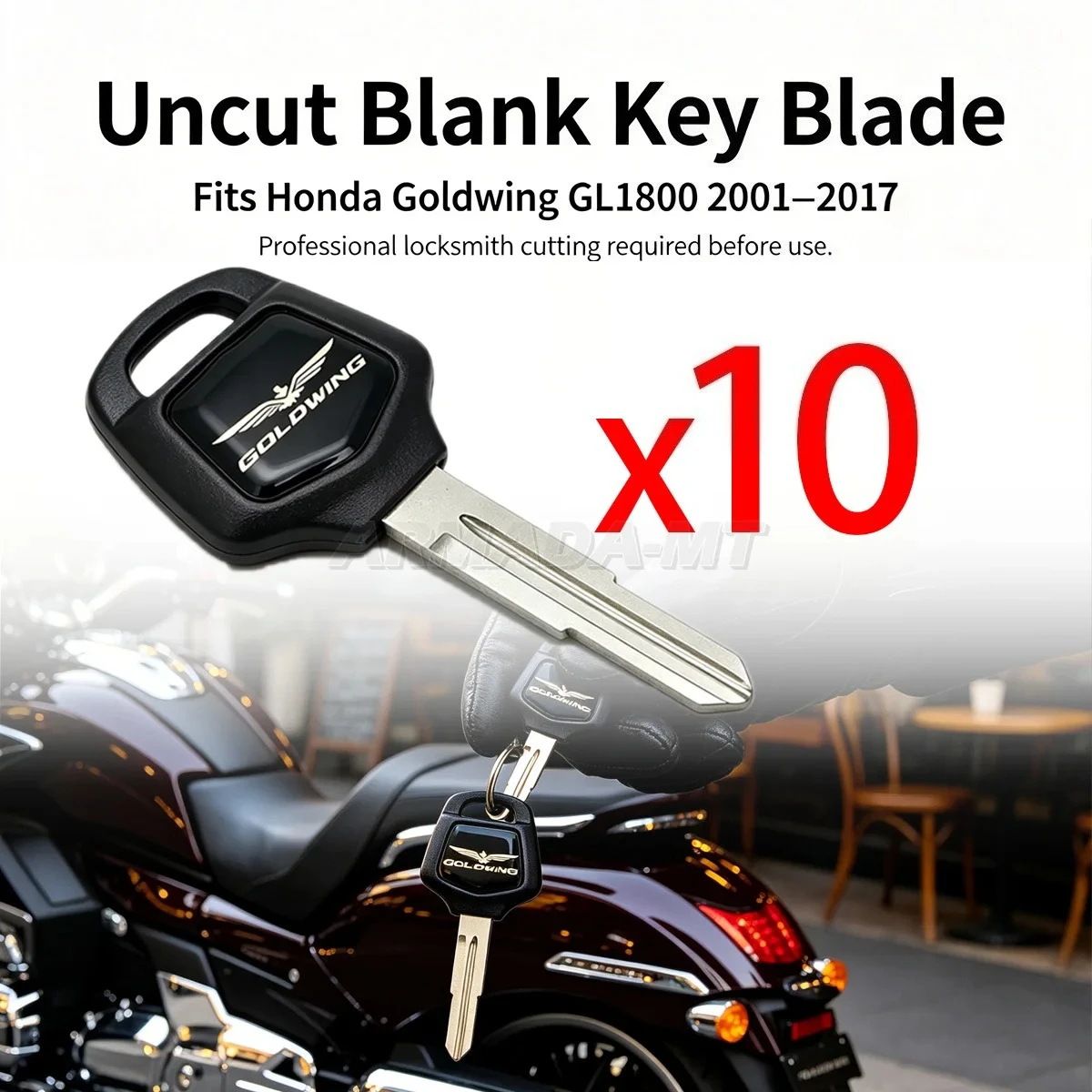 Lot of 10 Blank Motorcycle Key Replacement for Honda Goldwing GL1800 2001-2017 Motorcycle Accessories Uncut Key Blades w/ Slot