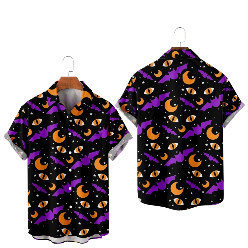 

Casual Shirts for Men Halloween Style Cat Eyes Print Shirts Short Sleeve Summer Beach Vacation Tops Breathable