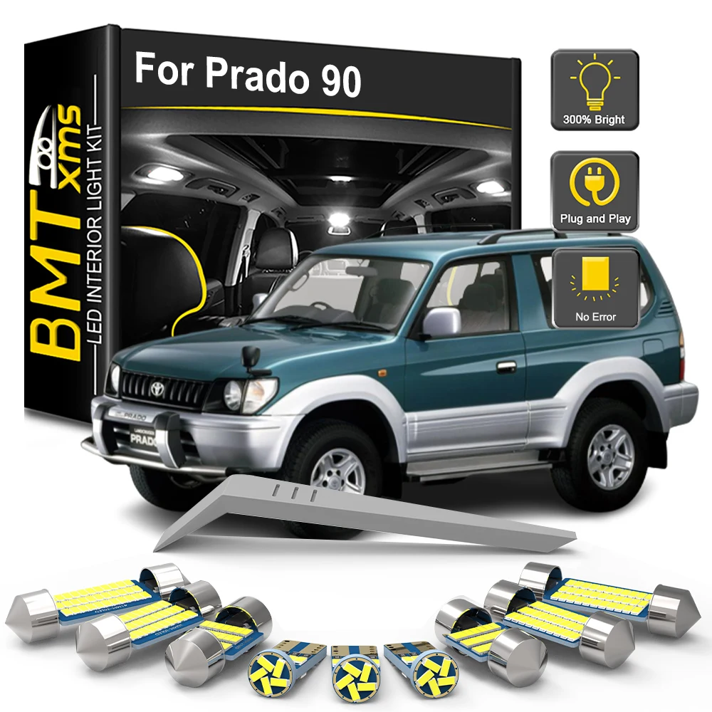 

BMTxms 12Pcs LED Interior Light Bulb Kit For Toyota Prado 90 1996 1997 1998 1999 2000 2001 Car Dome Trunk Vehicle Lamp Canbus