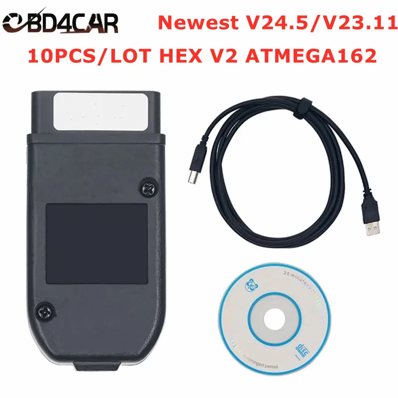 10PCS/LOT For VAG HEX V2 New V24.7 ATMEGA162 OBD2 Scanner For VW/AUDI/Skoda/Seat Car Diagnostic Tool Unlimited VINs