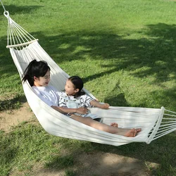 Single Person Portable Outdoor Camping Hammock Foldable High-strength Thick Canvas Anti Roll Leisure Sleep Swing Camp Hammock