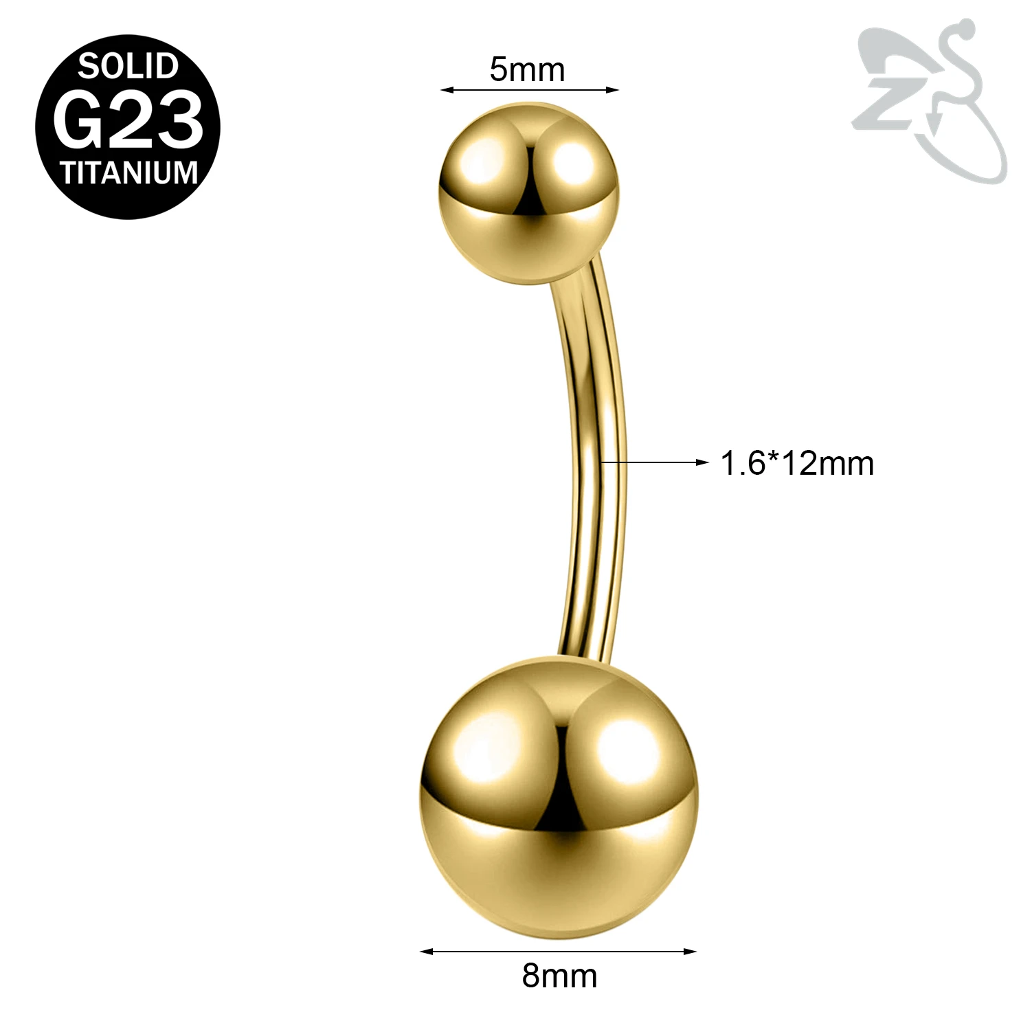 Women's G23 Titanium Belly Button Ring with CZ Crystal