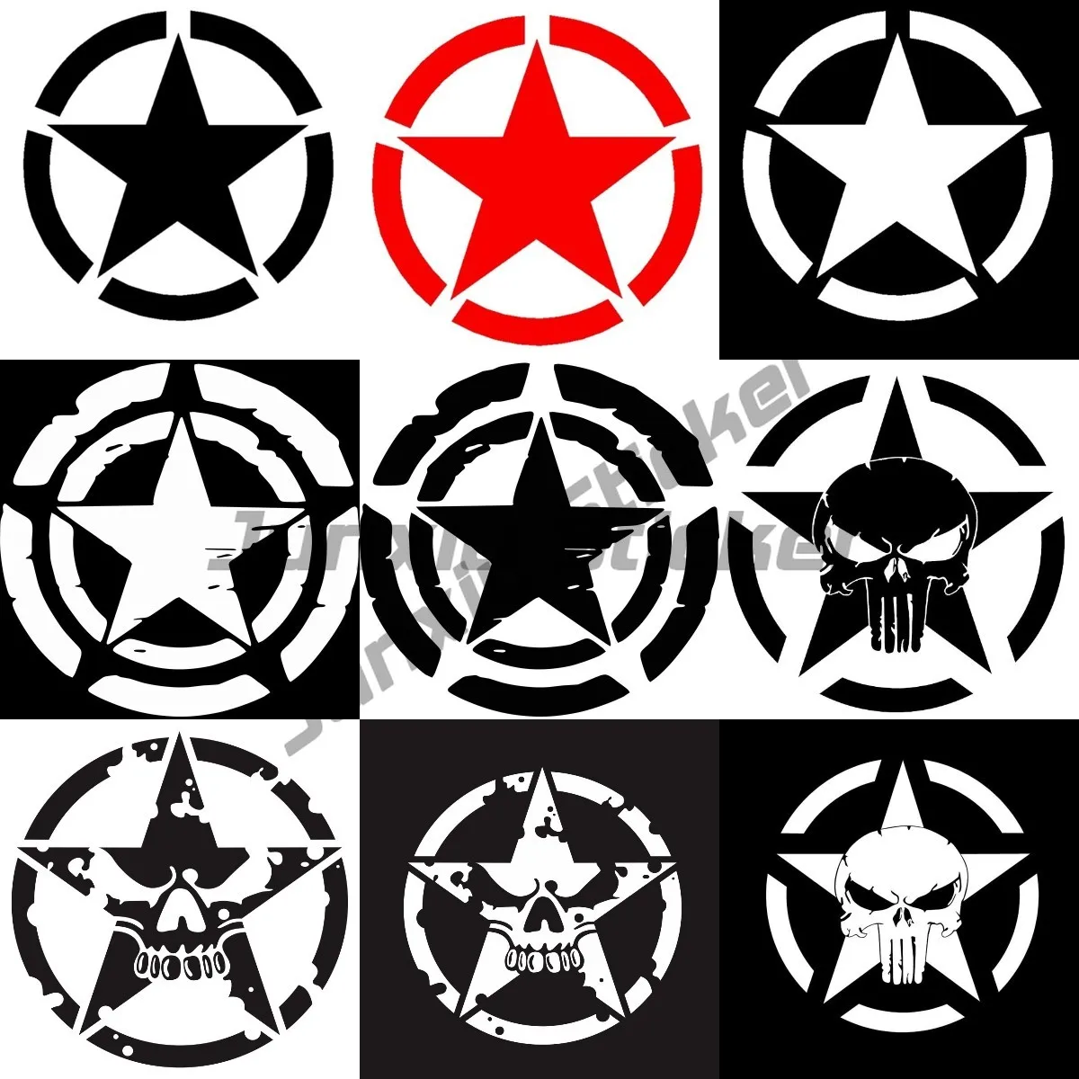 

Car Stickers Skulls Five Pointed Star Reflective for Fuel Tank Cap Trunk Windshield Motorcycle Helmet Laptop Phone D50