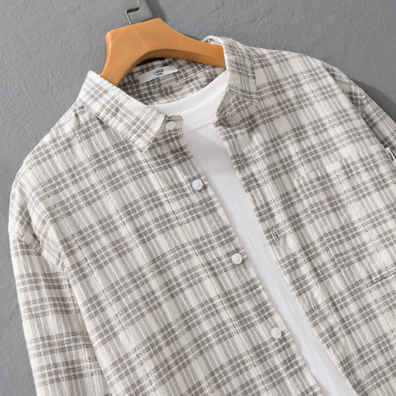 

Мужская повседневная рубашка в японском стиле с длинным рукавом, винтажная, с отложным воротником, 100% хлопок, на пуговицах, для весны и осени, комфортная.