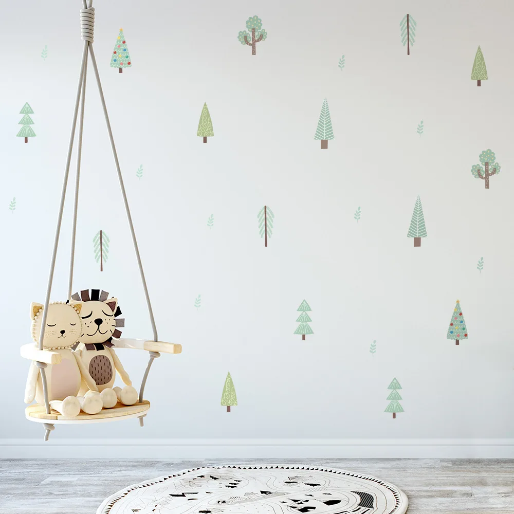 6pcs Nordic Cartoon DIY Wall Stickers Animals Forest PVC Wall Decals for Baby Bedroom Kids Room Decoration Home Decor Wallpapers