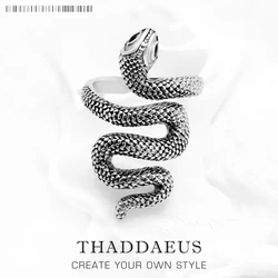 Ring Blackened Snake,Europe Style Glam Fine Jewerly For Women Gift In 925 Sterling Silver