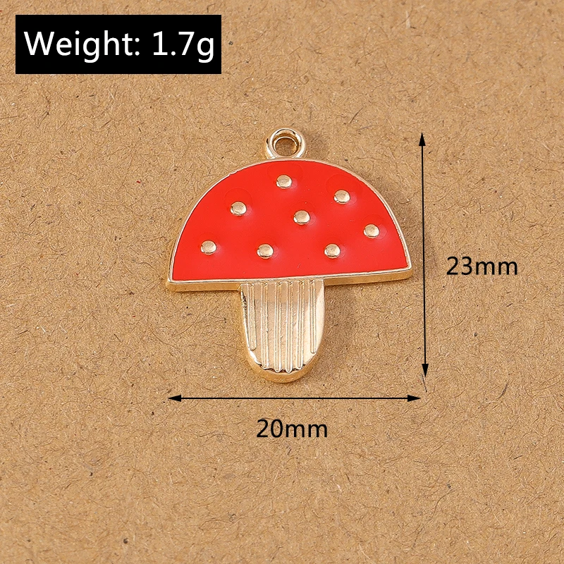 10pcs 23*20mm Enamel Mushroom Charm Pendants DIY Necklace Earrings Bracelet Jewelry Making Accessories Supplies