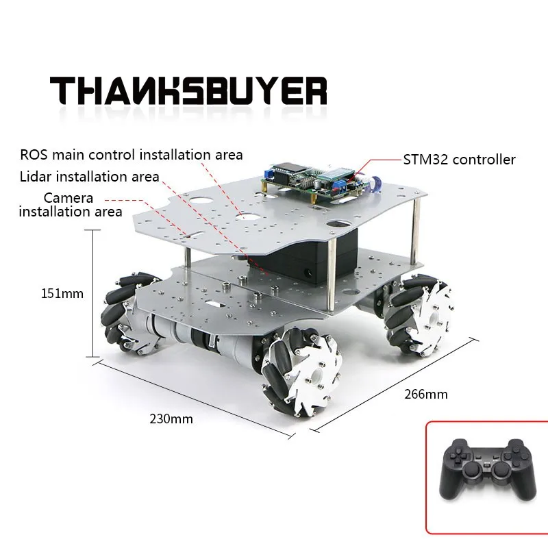 R550 ロボットシャーシ ロボットカーシャーシ (アッカーマン/ディファレンシャル/4WD /メカナムホイールバージョン 電子制御付属)