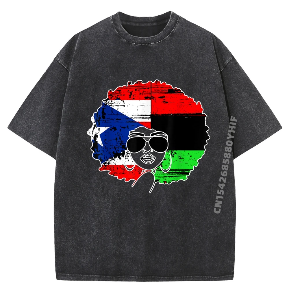 

Newest Printed Tshirt Puerto Rican Afro Latina Boricua T Shirt Hip Hop Graphic Tees Retro Washed Tee Shirt