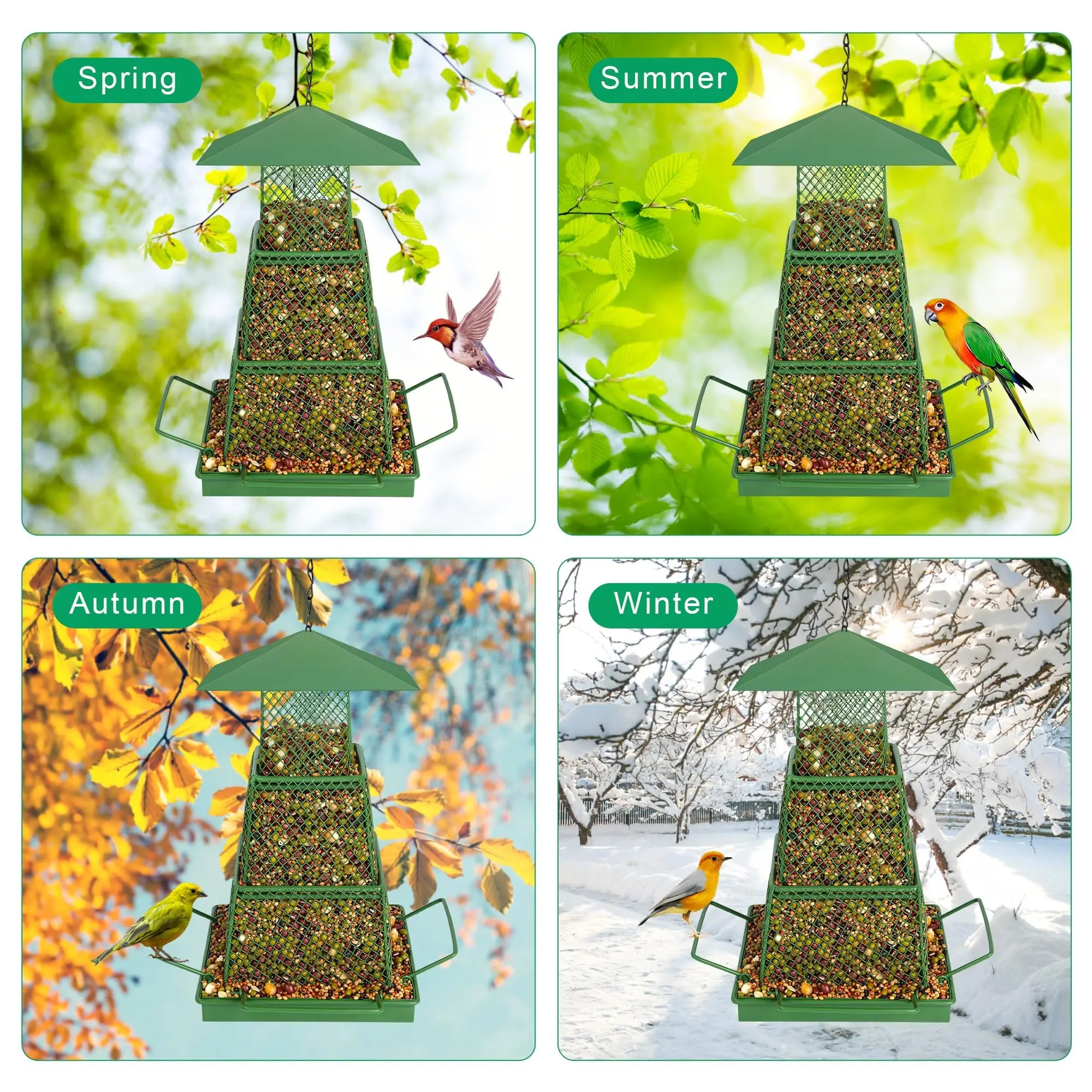 Bird Feeder for Outdoor, Squirrel Proof Metal Wild Bird Feeder Decoration for Hanging Outside Garden Yard 5