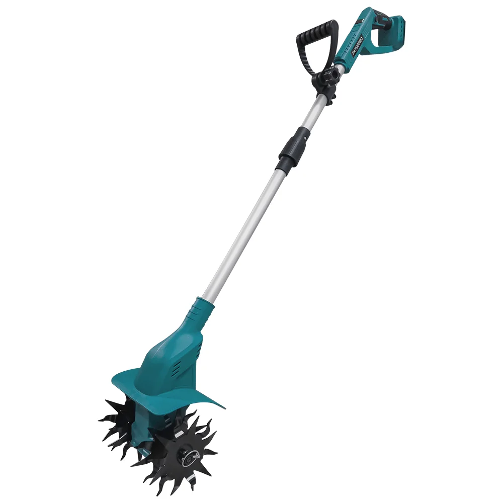 PATUOPRO Enxada Rotativa Elétrica Sem Escovas com Display, Ferramenta de Cultivo de Solo para Jardim, Compatível com Bateria Makita 18V