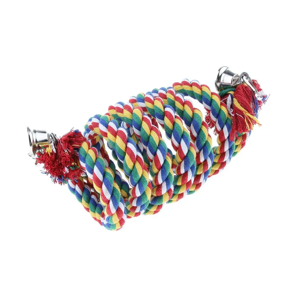 Bird Parrot Swing Toy 200cm (78inch) Bungee Climbing Cotton Spiral Rope Parrot Toys or Large-sized Bird Rope Perches Colorful