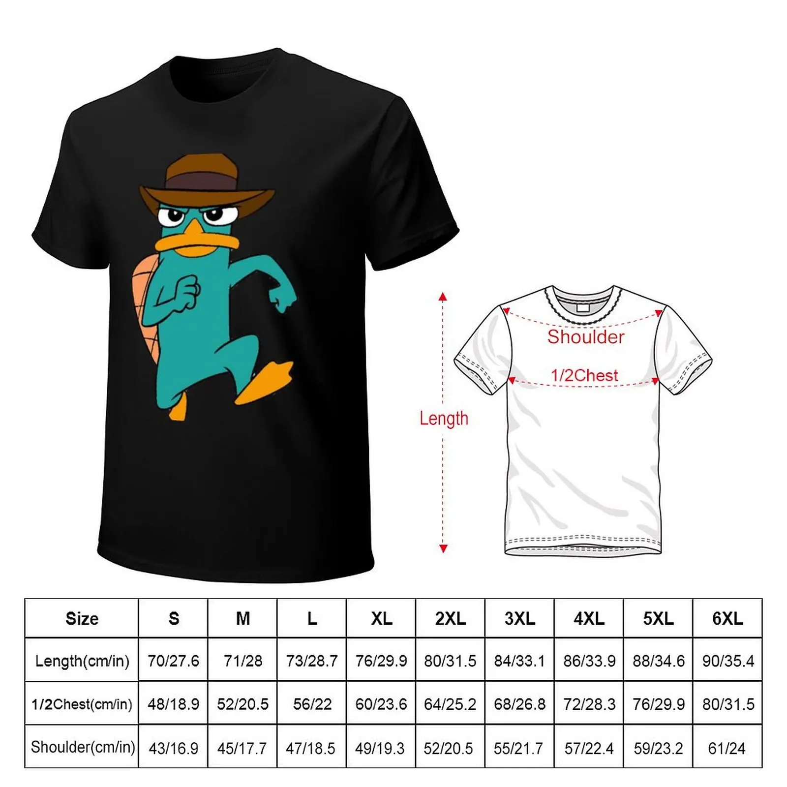 Agent Pperry the platypus T-Shirt Basic Plain Tee for Spring and Summer