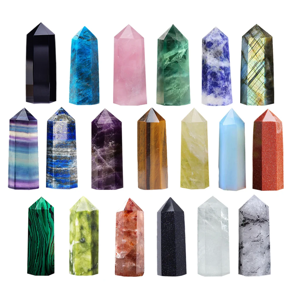 Natural Stone Single Point Wand Stone Mineral Crystal Stones Crafts Home Decoration Hexagonal Prism Christmas Gifts