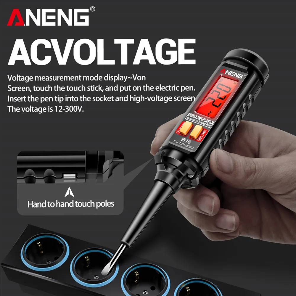 ANENG 지능형 감지 디지털 측정 펜 B16 비접촉 12V-300V 전압 검출기 자동차 진단 파인더 전압계 도구