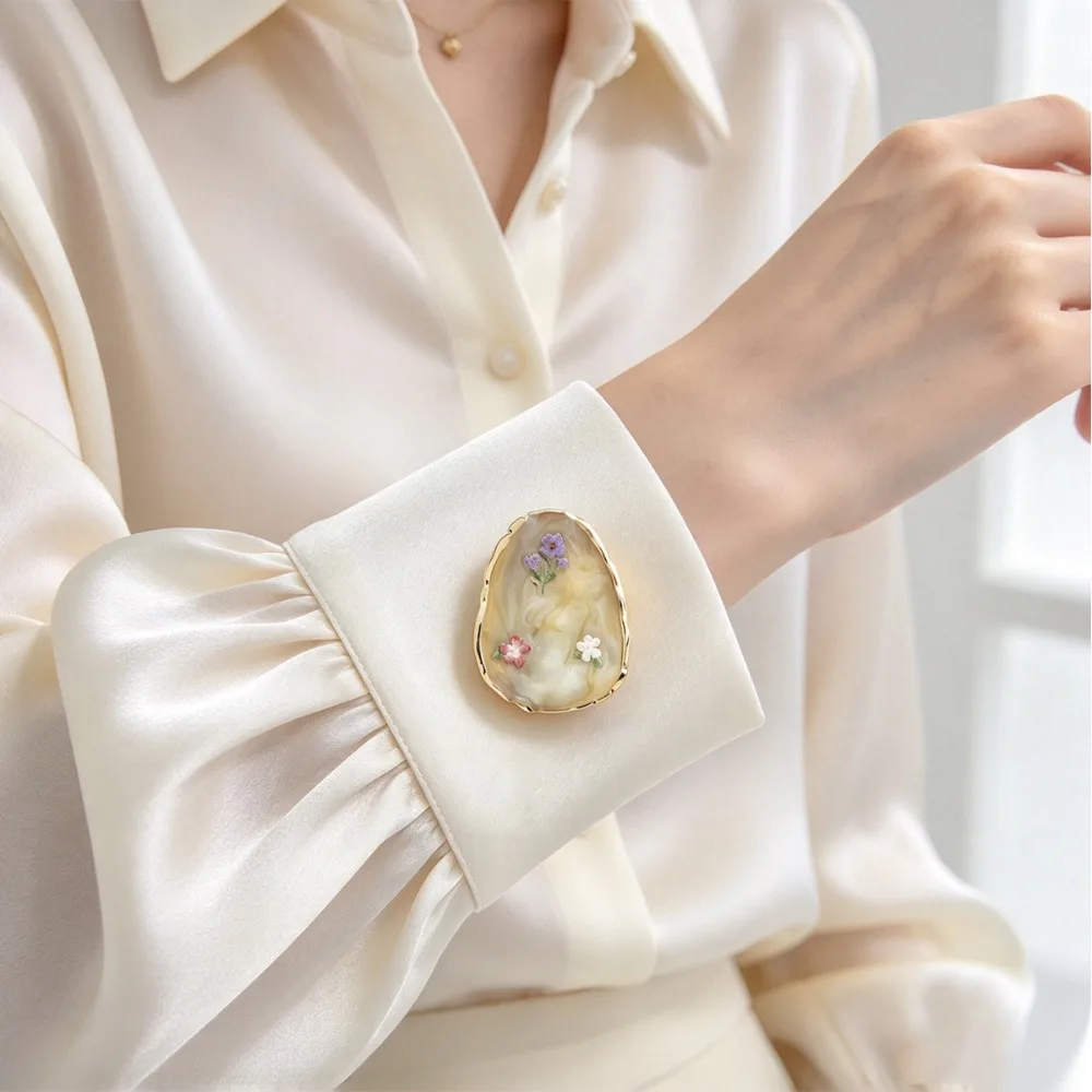 Shell Print Flower Irregular Soft Button Covers for Women Shirt Button Cover Elegant Blouse Accessories Wedding Gift for Her
