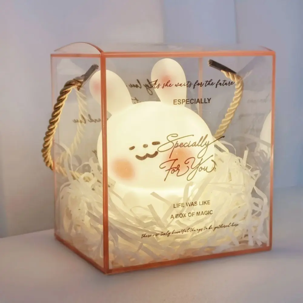 Ins Style Little Rabbit Bedroom Lamp Silicone Lighting Equipment Decorative Atmosphere Light Soft Girl Heart Bedside Lamps