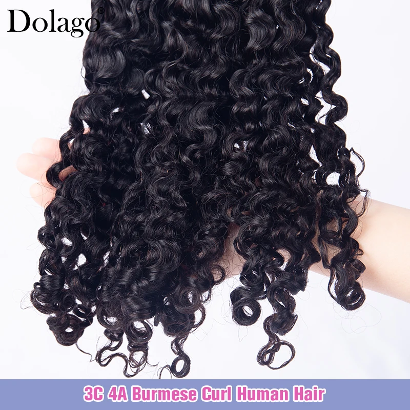 Juego de 3C 4A cabello birmano rizado virgen, extensión de cabello humano vietnamita sin procesar, tejido al por mayor 4