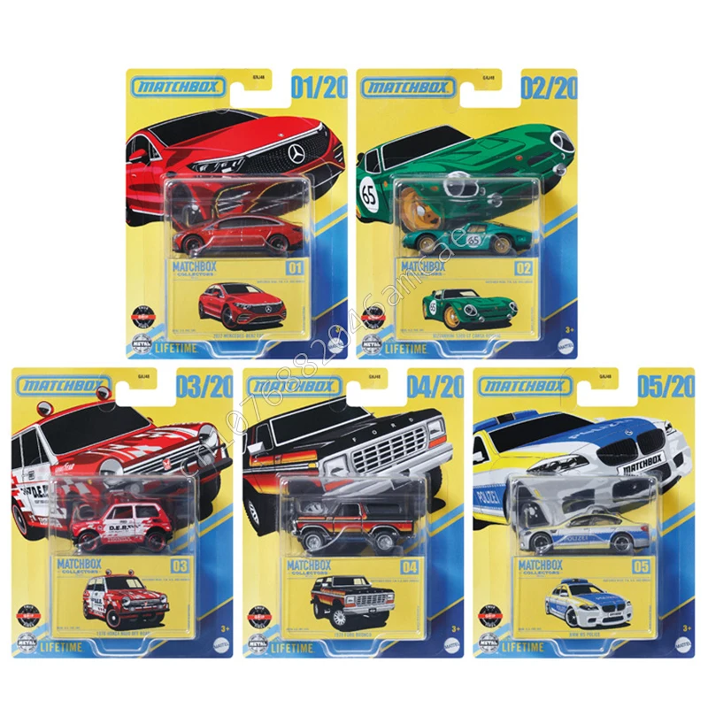 

2025 Matchbox Car Collectors #01-05 Honda N600 Off Road Benz Eqs Ford Bronco Bmw M5 Police 1/64 Diecast Model Car Toy Gbj48 Gift