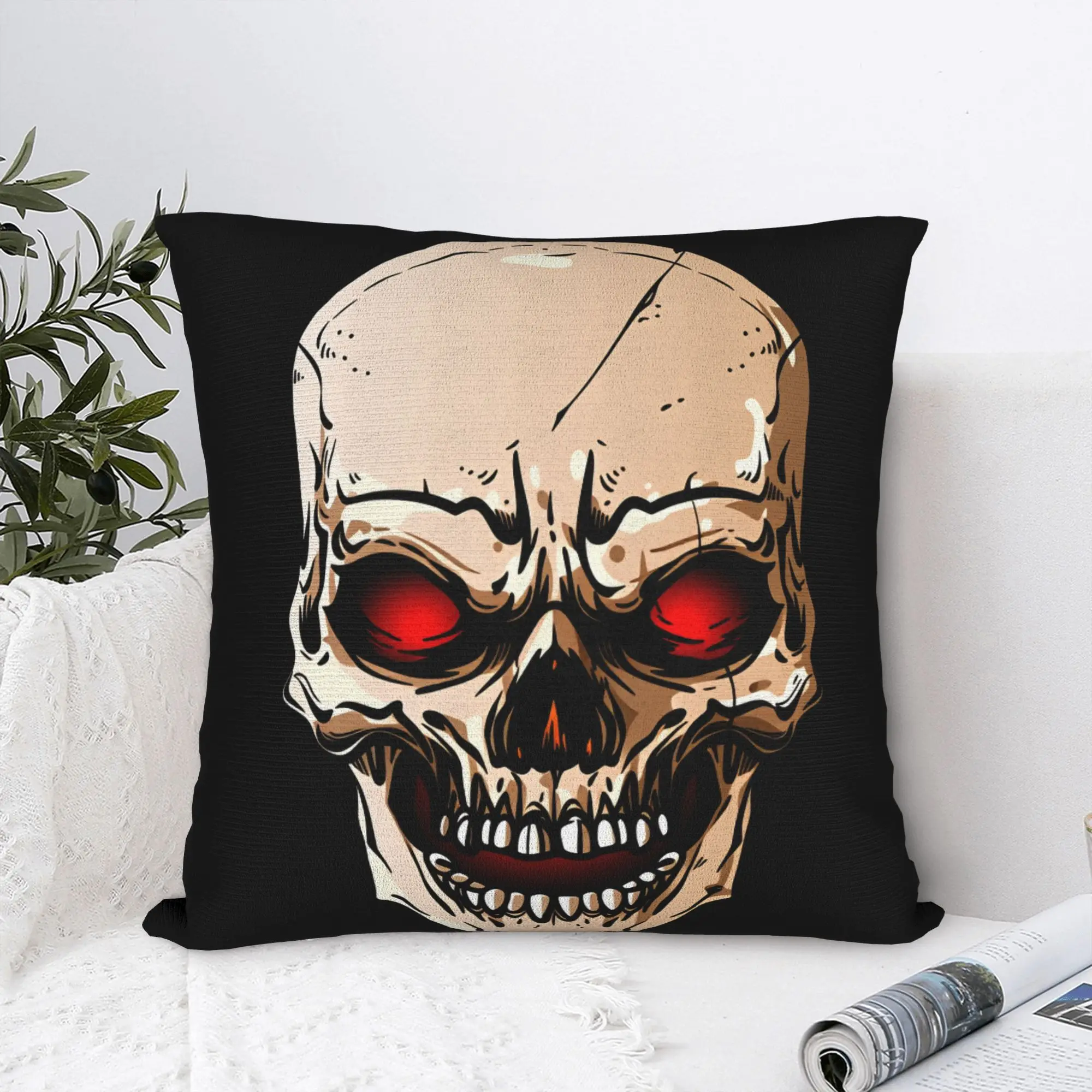 Black Grey Skull Face Día de los Muertos Pillow Case  Comfy Pillow Cover Vintage Cushion Cover For Living Room Sofa