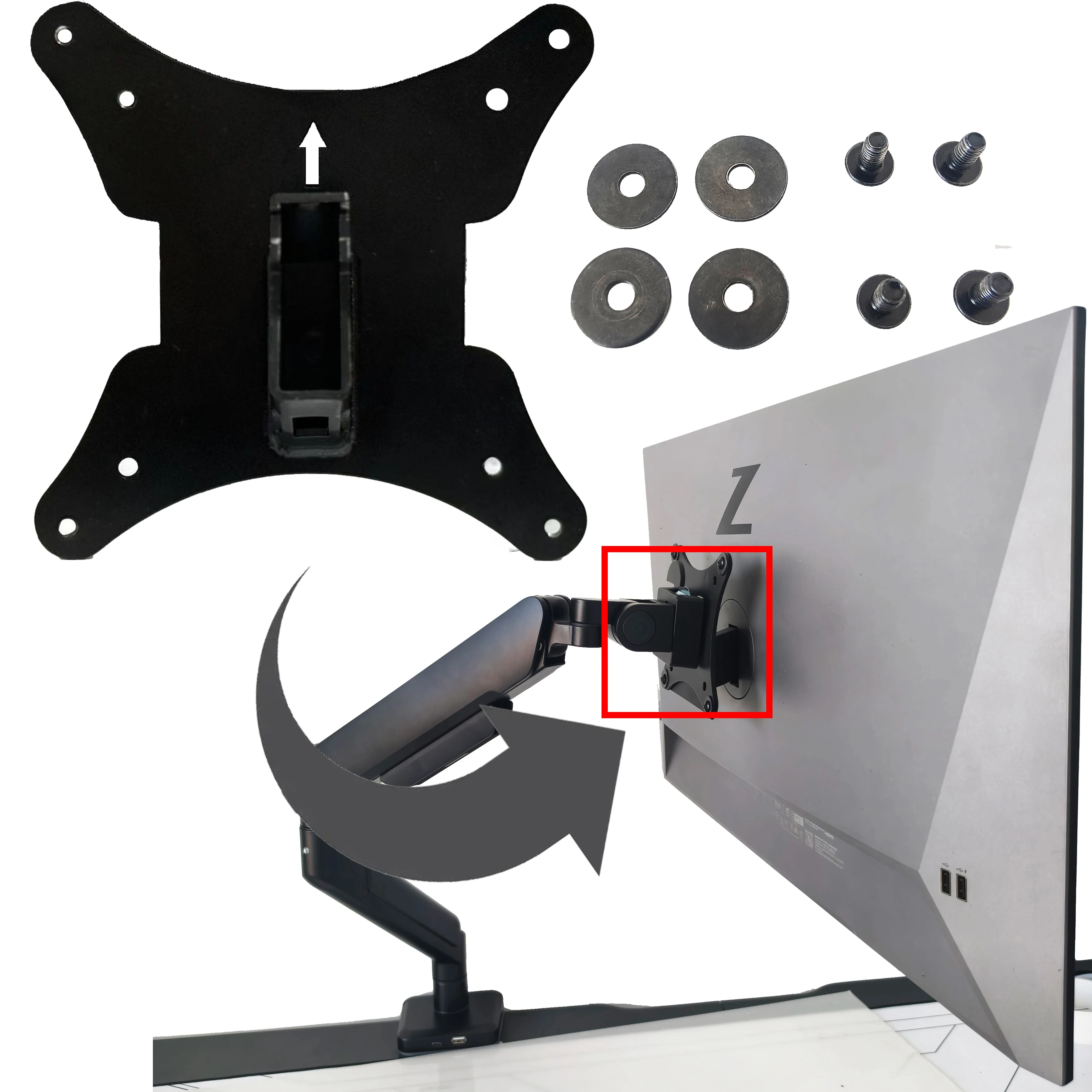 

VESA Adapter for HP Z Series G3 for Z24F Z24M Z24N Z24U Z24Q Z25XS Z27K Z27U Z27Q Z27XS Display VESA 75x75 & 100x100