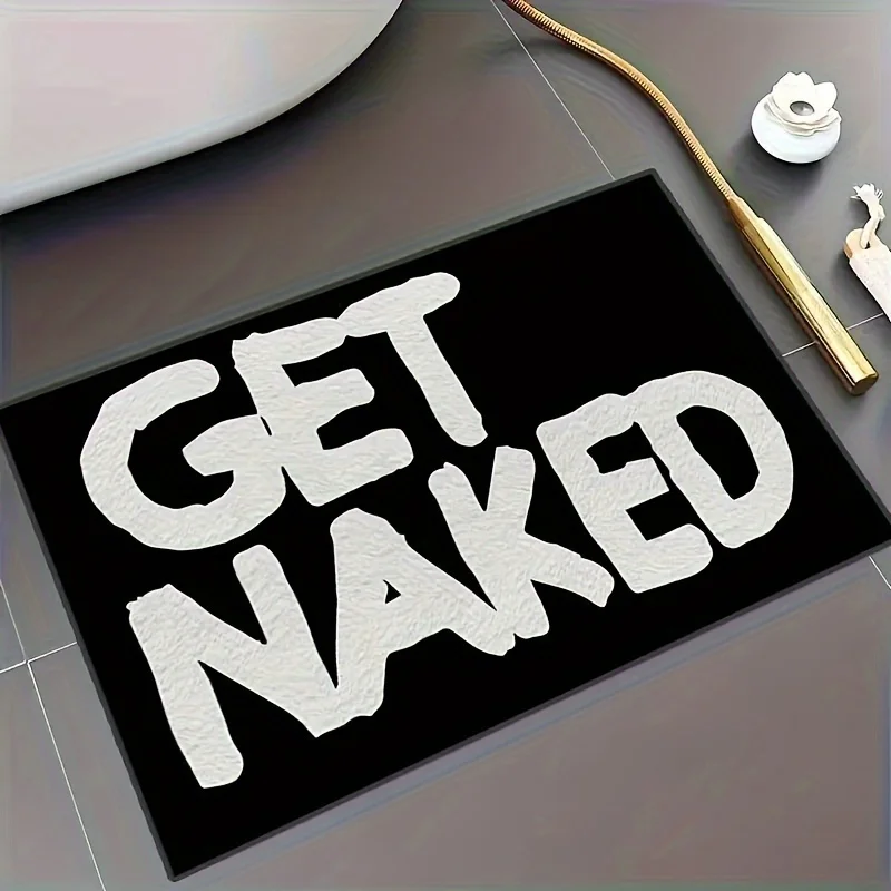 Get Naked Home Decor Bathroom Rugs Non Slip Microfiber Bath Rugs Funny Bathroom Decor Black and White Floor Bath Mats