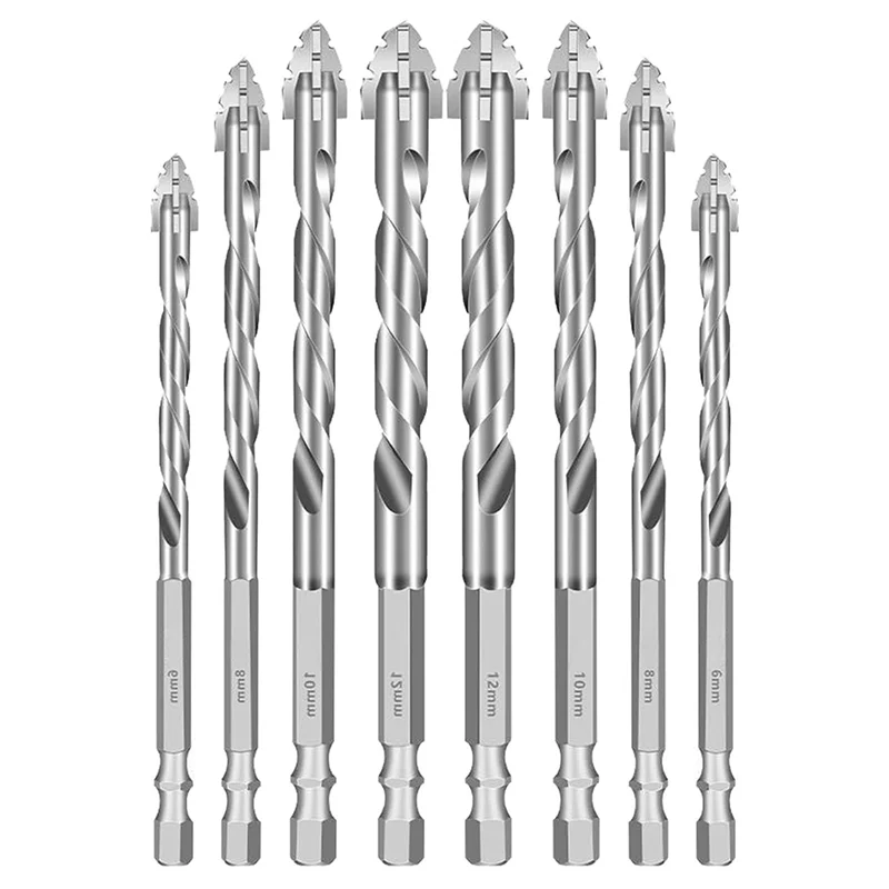 

ABPR-High-Quality 8PCS Drill Bits For Masonry, Four-Flute And Sawtooth Eccentric Design For Ultimate Precision