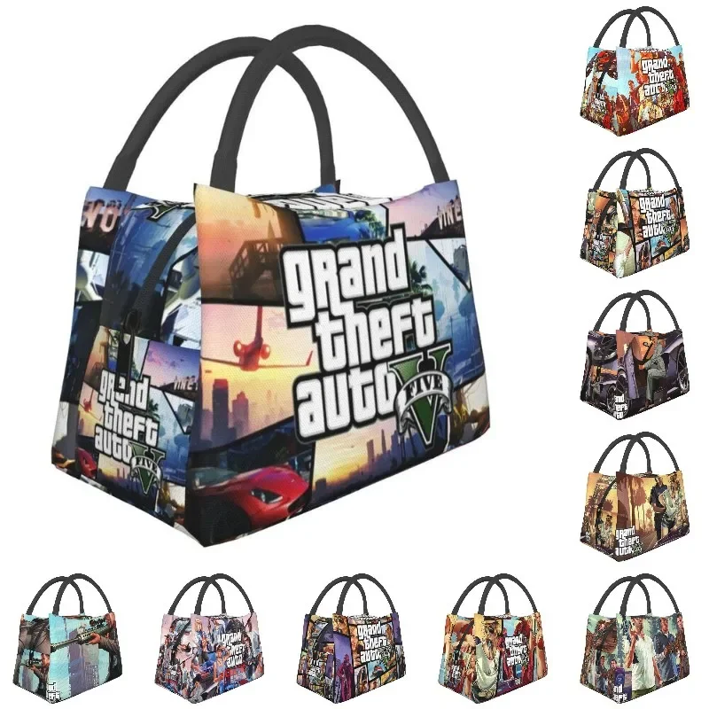 Custom Grand Theft Auto Lunch Bag Women Cooler Thermal Insulated  Boxes for Office Travel